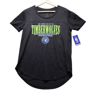 Minnesota Timberwolves Basketball Womens Large Black Mesh Athletic T Shirt NBA